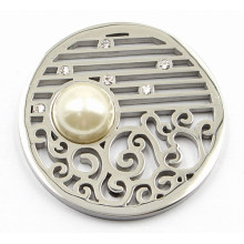 Prata placa de moeda com Pearl Fit 33mm Lockets